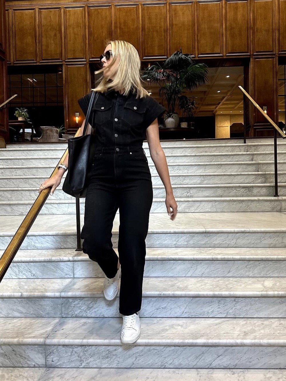 Habitual Roll Sleeve Denim Jumpsuit Faded Black Size 6